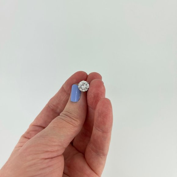 VINTAGE 💎 925 STERLING CZ . ALR 2 CARAT STUD POST SINGLE EARRING . FAUX DIAMOND - Picture 10 of 17